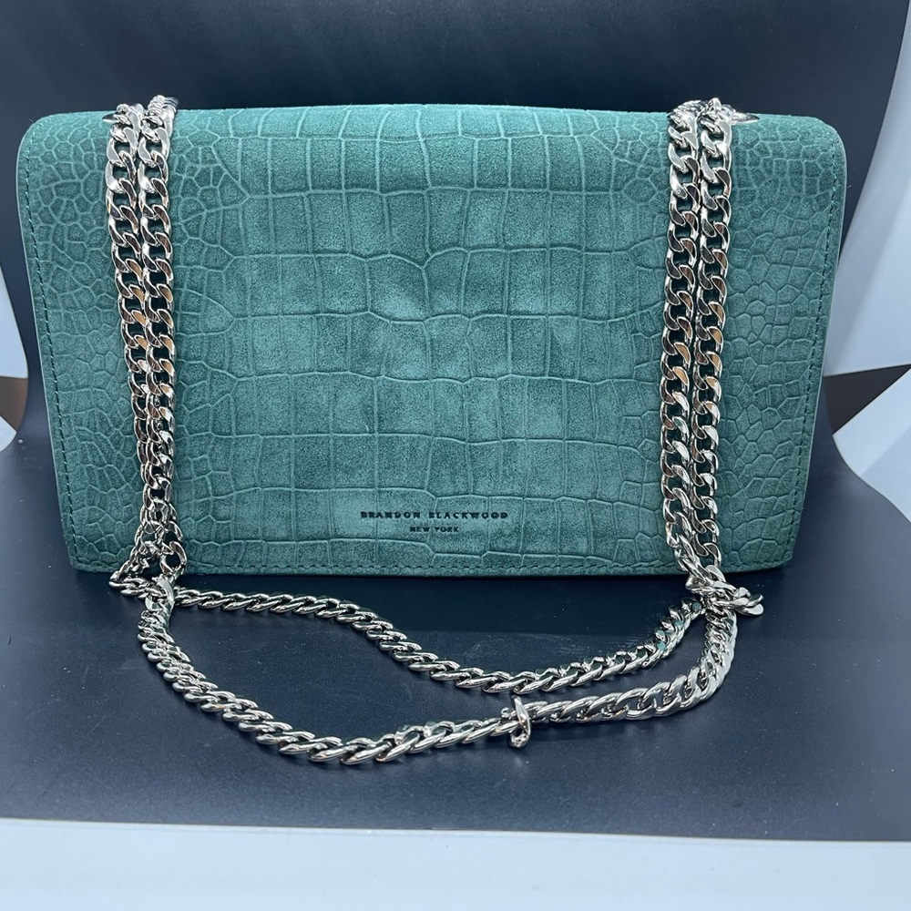 Brandon Blackwood Green Croc-Embossed Chain Bag